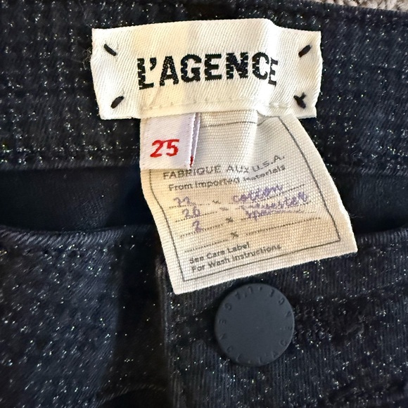 L’AGENCE Margot High Rise Skinny Jeans Black Glitter Coated Denim Size 25 NWT - Picture 7 of 9